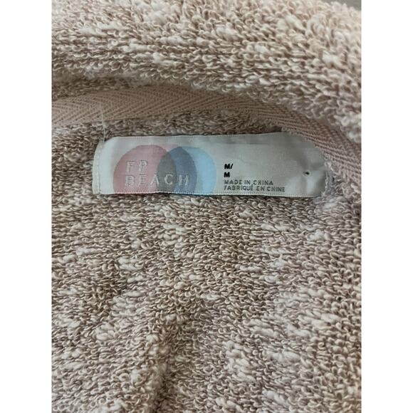 FP Beach Free People Mara Cardi •M• Terry Taupe Pink Puff Sleeve Tassel Jacket - Picture 12 of 15